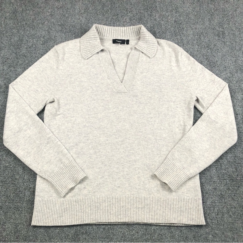 Theory Women’s Slouchy Polo Pullover Cashmere Sweater